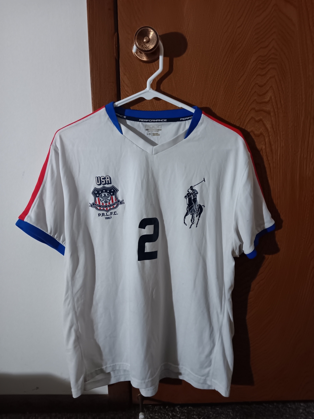 Polo by Ralph Lauren White Polo Jersey with Blue and Red Accents